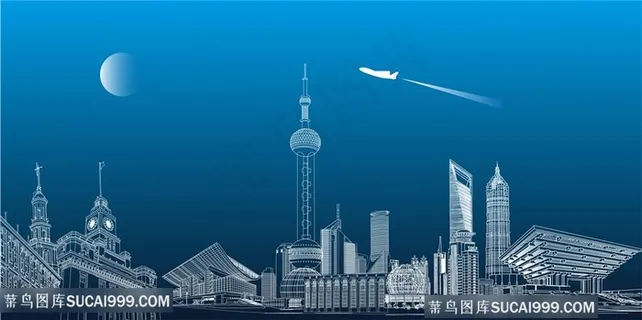 上海城市建筑地标线描图