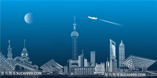 上海城市建筑地标线描图