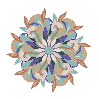 复古中式国潮风敦煌花纹装饰图案花卉藻井肌理圆形边框素材