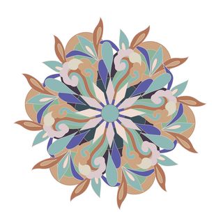 复古中式国潮风敦煌花纹装饰图案花卉藻井肌理圆形边框素材