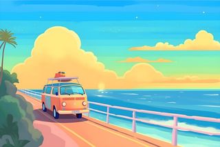 夏日出游海边落日背景