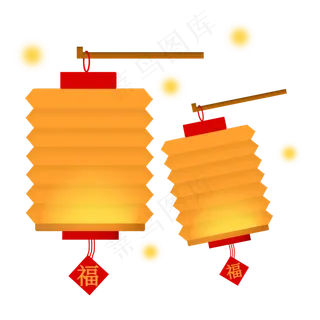 中国风 手绘 卡通元素 传统 复古红 灯笼装饰 PNG 免抠 