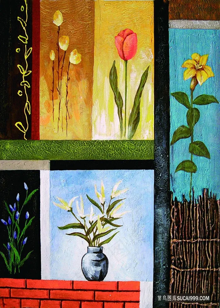 花卉花瓶时尚艺术插画