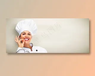 做OK手势微笑的女厨师高清图片