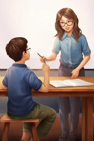 上课老师学生扁平插画背景