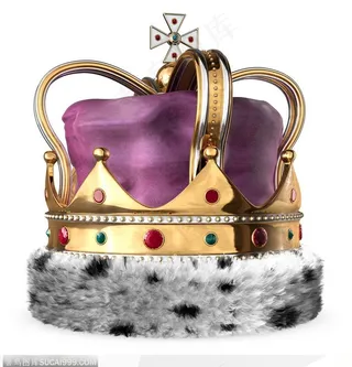 黄金镶宝石带毛边皇冠高清图片