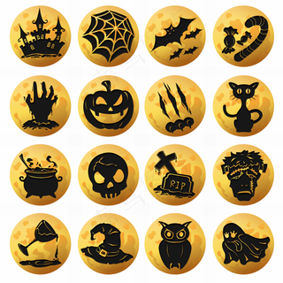 万圣节节日卡通图标素材地图标注图标