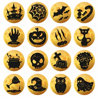 万圣节节日卡通图标素材地图标注图标