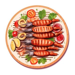 卡通烤肉烧烤架美食免抠