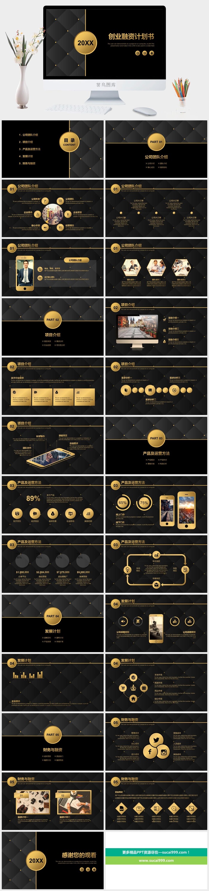 高端大气黑金ppt模板动态简约商务汇报工作总结计划商业项目模版