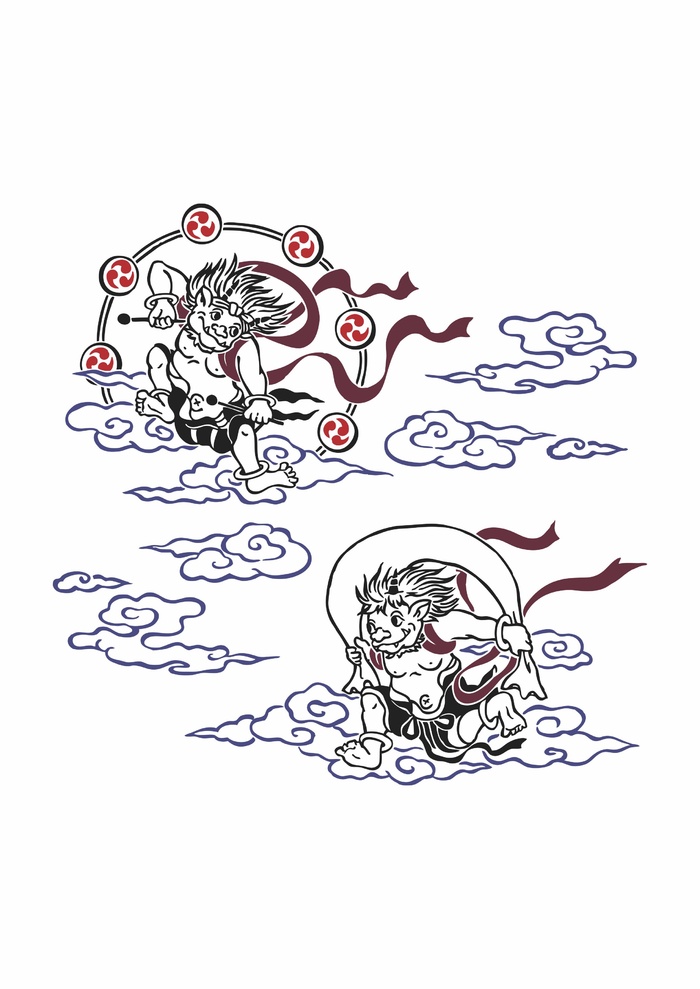 雷神飞天翔云古代神仙cdr矢量模版下载