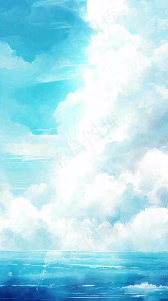 海洋海面蓝天云层白云清新春天夏天阳光，立夏夏至大暑小暑(816x1456)