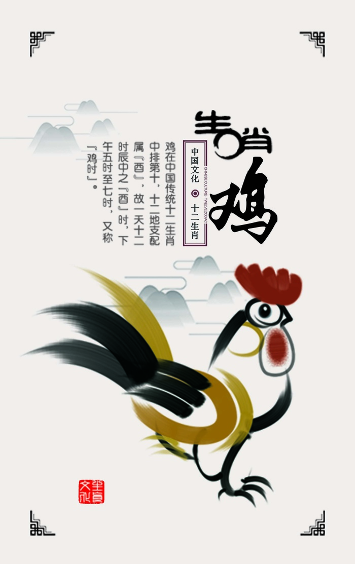 十二生肖酉鸡psd模版下载