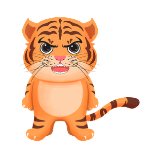 卡通小老虎PNG免抠插画素材可爱动物老虎插画贴图PNG免抠设计素材