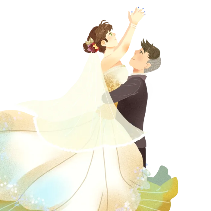 婚纱卡通人物婚礼白纱结婚婚纱摄影手绘