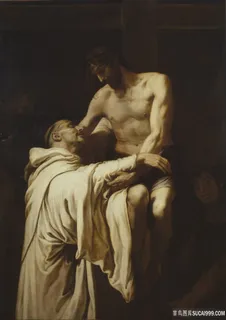 互相拥抱的男人油画装饰画