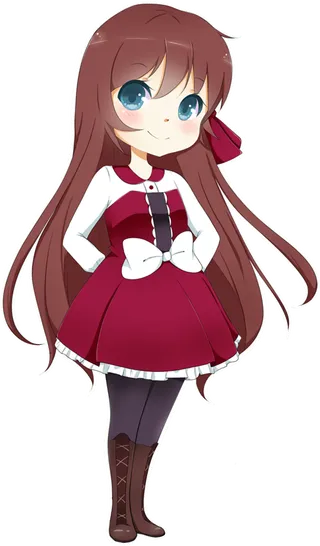 红衣裙子小女孩素材卡通