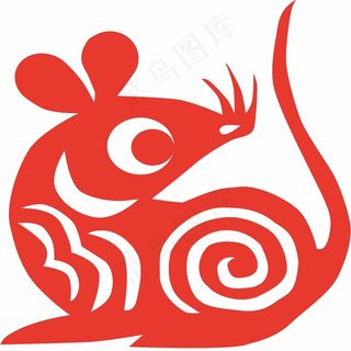 老鼠剪纸 剪纸风元素