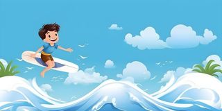 海洋冲浪浪花儿童男孩背景