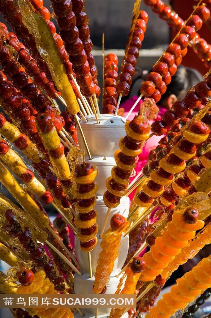 庙会上的冰糖葫芦高清摄影图