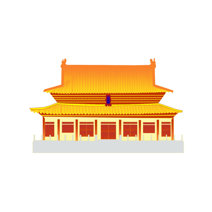 复古中国风国潮古建筑插画手绘高楼古塔PSD素材亭子png免抠图