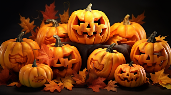 万圣节小南瓜灯摄影图