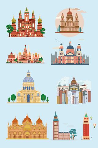 矢量欧式建筑房子