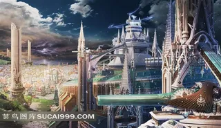 超大尺寸-幻想艺术插画城堡城市建筑高清壁纸素材