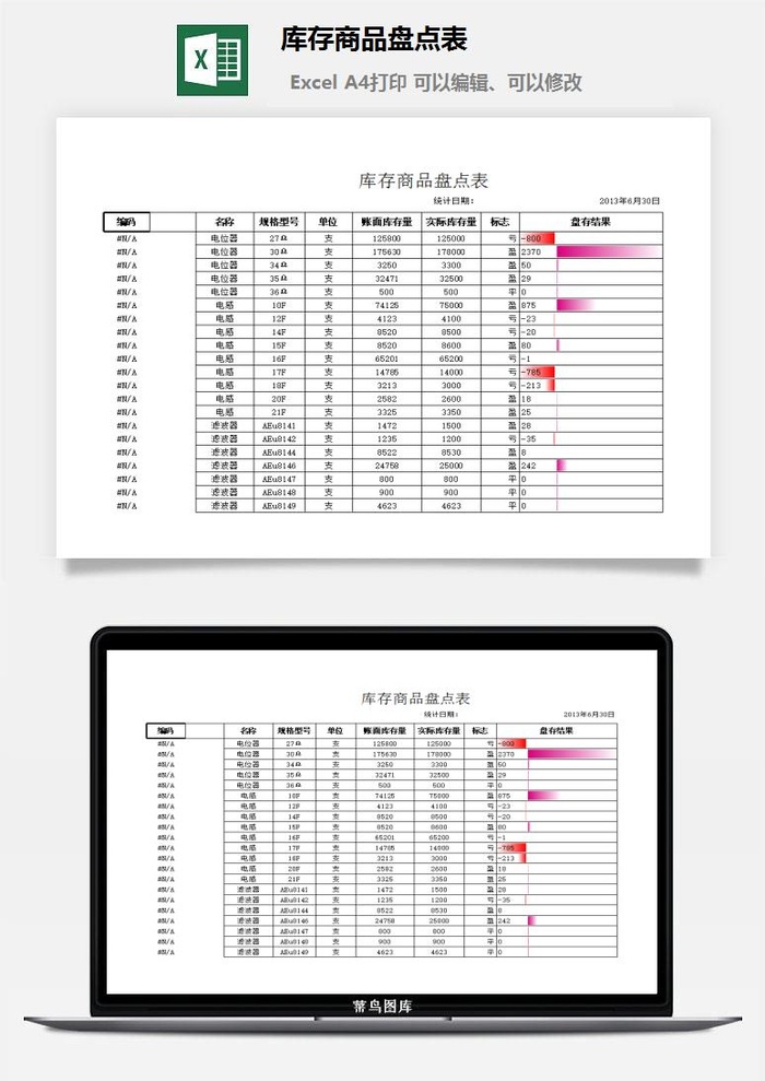 库存商品盘点表excel模板