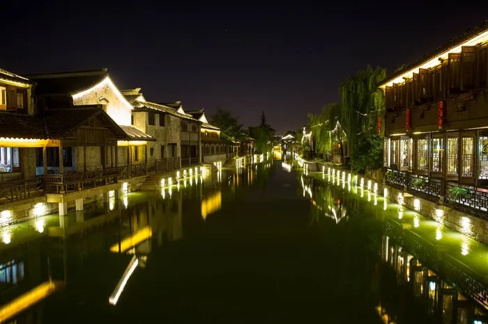 江苏无锡荡口古镇夜景高清图