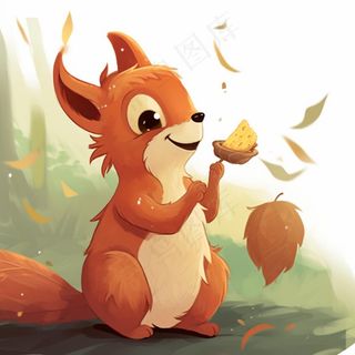 松鼠松果动物卡通插画素材背景