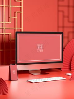 国潮风中式文创数字展示智能样机