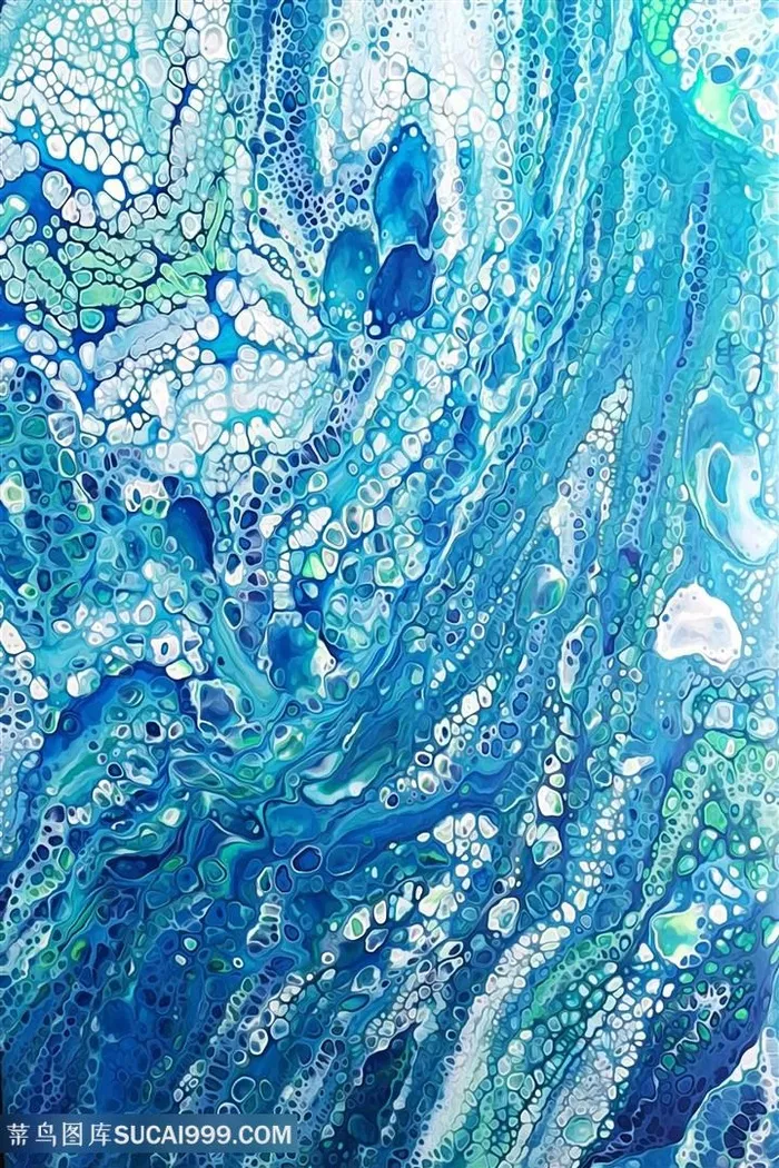 唯美水彩蓝色时尚艺术油画