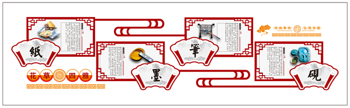校园文化墙展板 笔墨纸砚
