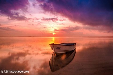 唯美夕阳晚霞船帆图片