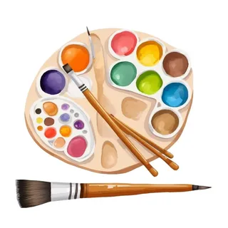 绘画调色盘画笔元素素材