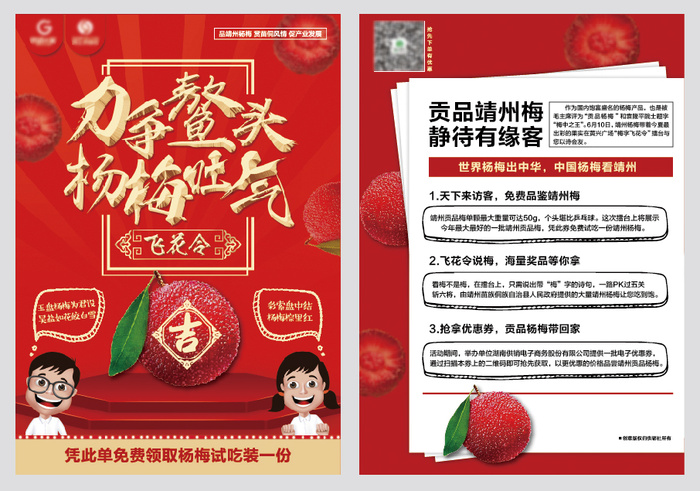 简约大气红色杨梅促销宣传单