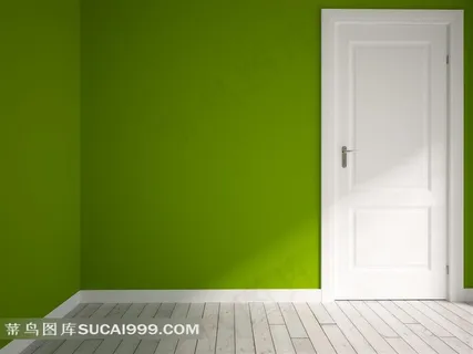 室内的绿色乳胶漆墙与房门摄影高清图片 室内的绿色乳胶漆墙与房门摄影高清图片