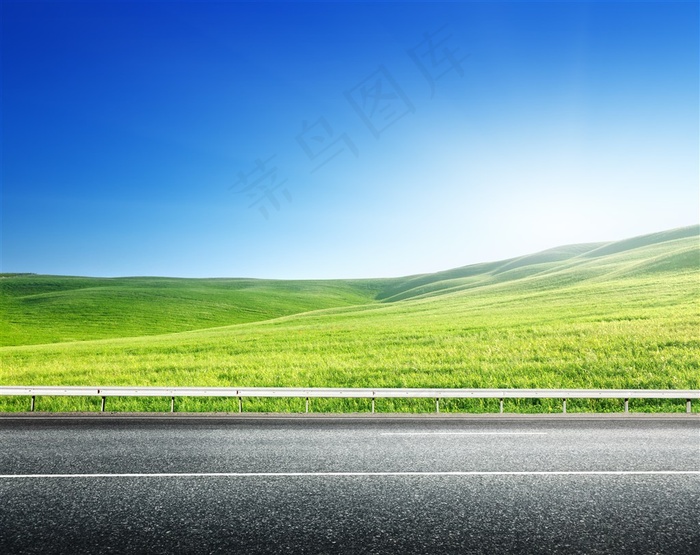 树木公路道路景色高清图片