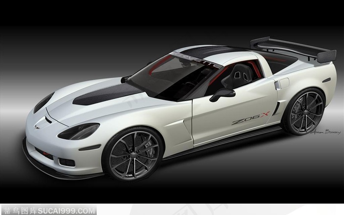 高清黑白色概念赛车图片