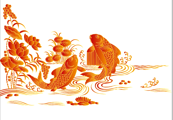 设计鲤鱼荷花素材