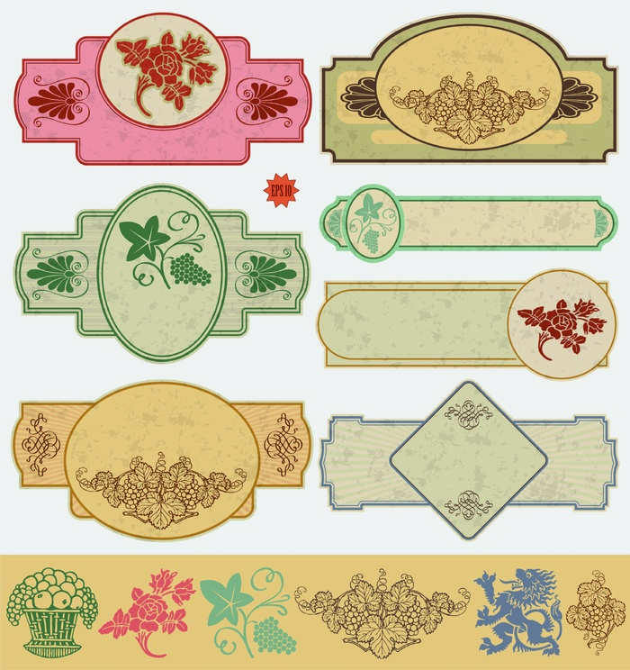 免抠古典label图形