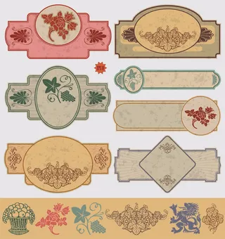 免抠古典label图形