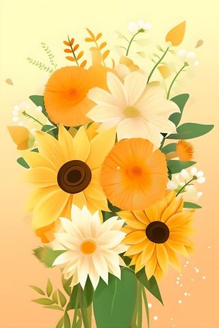 黄色渐变清新鲜花背景