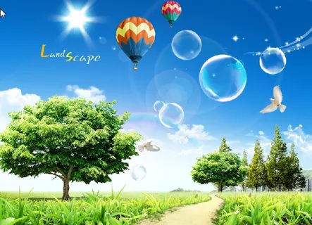 自然风景气球大树背景墙 自然风景气球大树背景墙