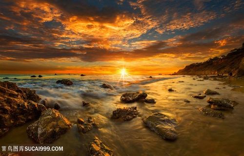 高清唯美海边晚霞风景图片