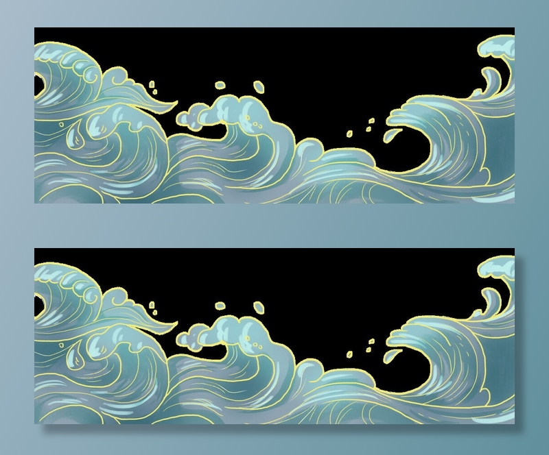 中国风国潮插画海浪波浪背景装饰浪花图案元素