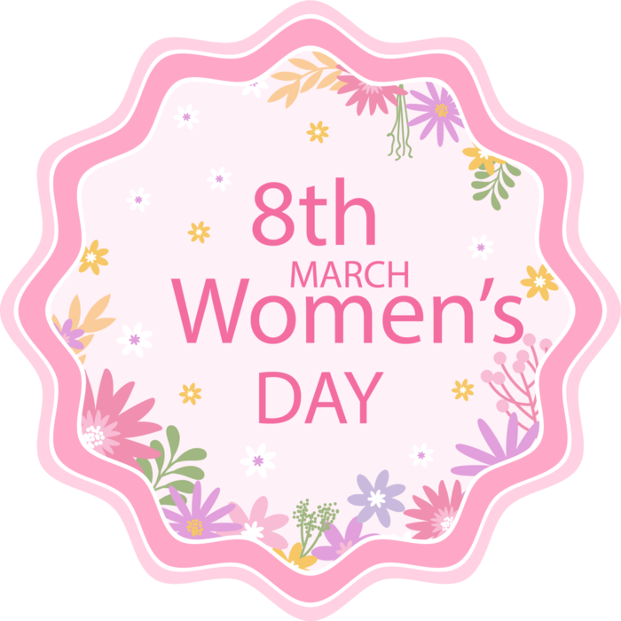 38妇女节三八女神女王粉色花朵玫瑰艺术字设计png免抠ps素材