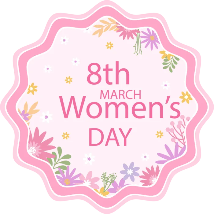 38妇女节三八女神女王粉色花朵玫瑰艺术字设计png免抠ps素材