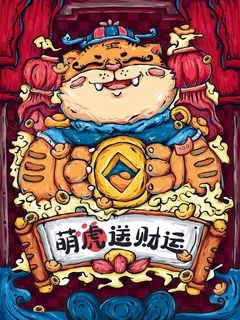 虎年新年海报展板psd模板新年快乐虎年大吉